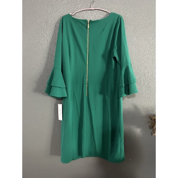 NEW Calvin Klein Bell Sleeve Sheath Dress 20W Green NWT Work Wedding Knee Length - Picture 6 of 7